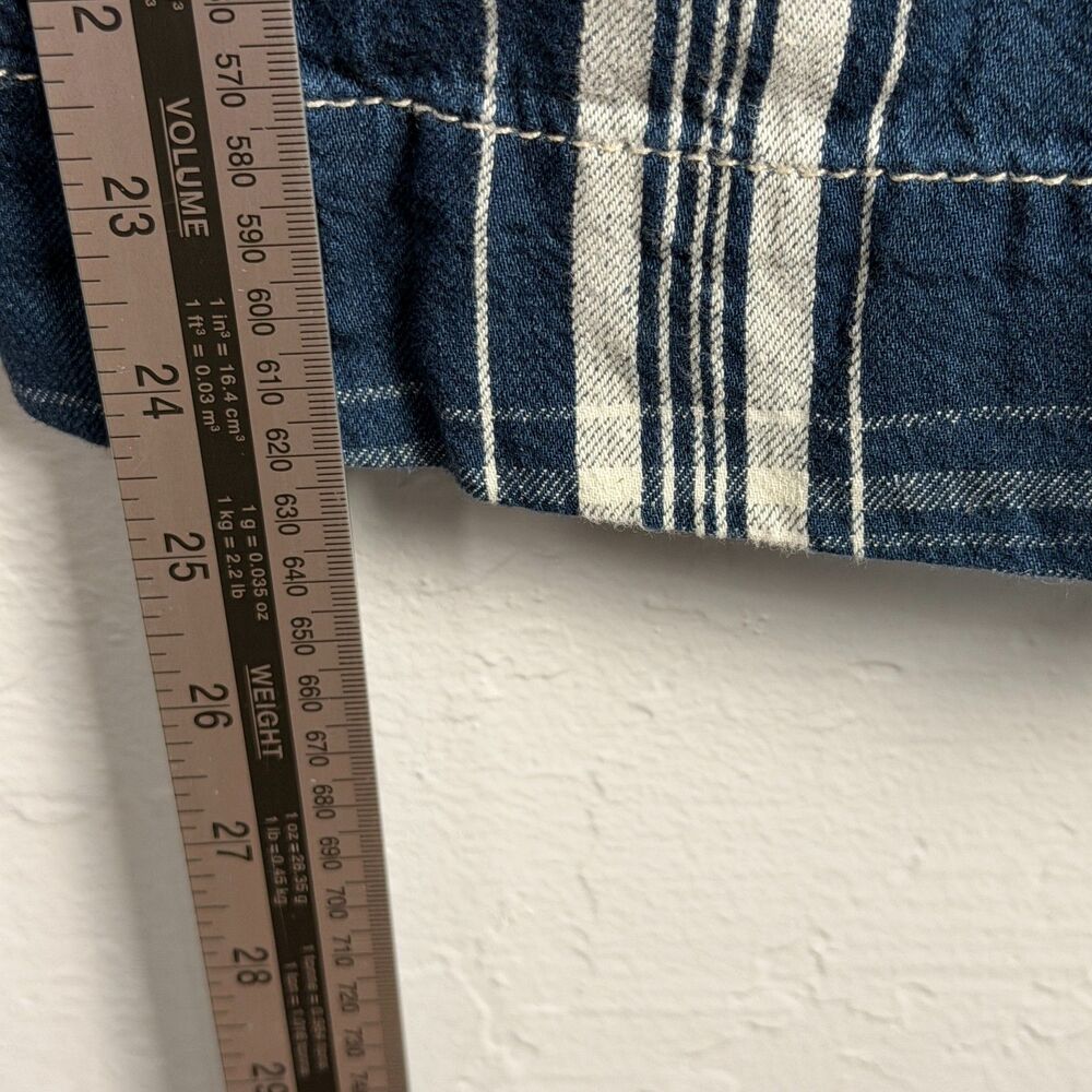 We The Free by Free People Plaid Wide Leg Cargo Capri Pants Women's 30 Blue - Picture 5 of 9
